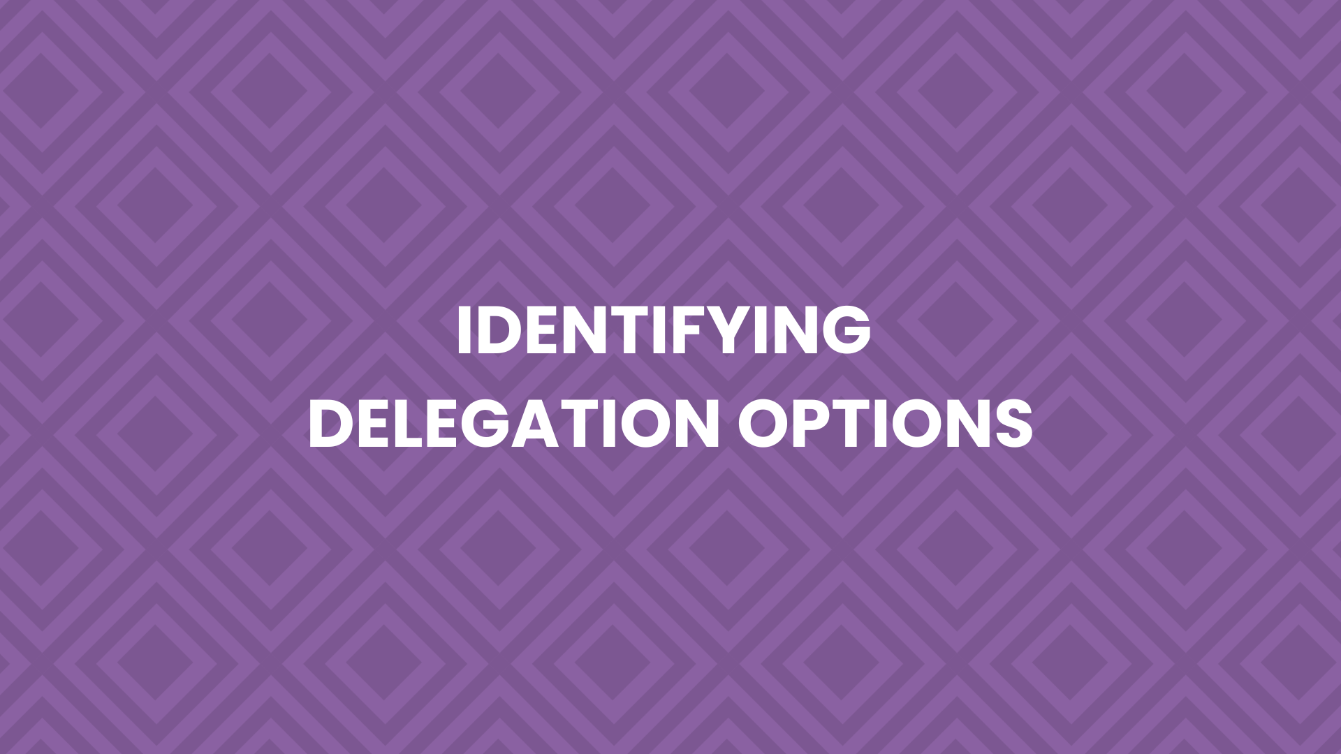 3.3 - Identifying Delegation Options