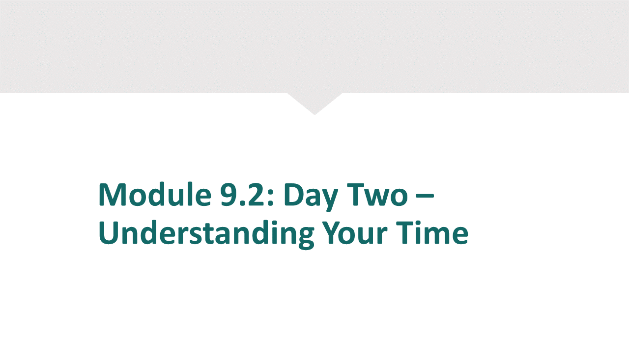 Module 9.2 - Day 2 - Understanding Your Time