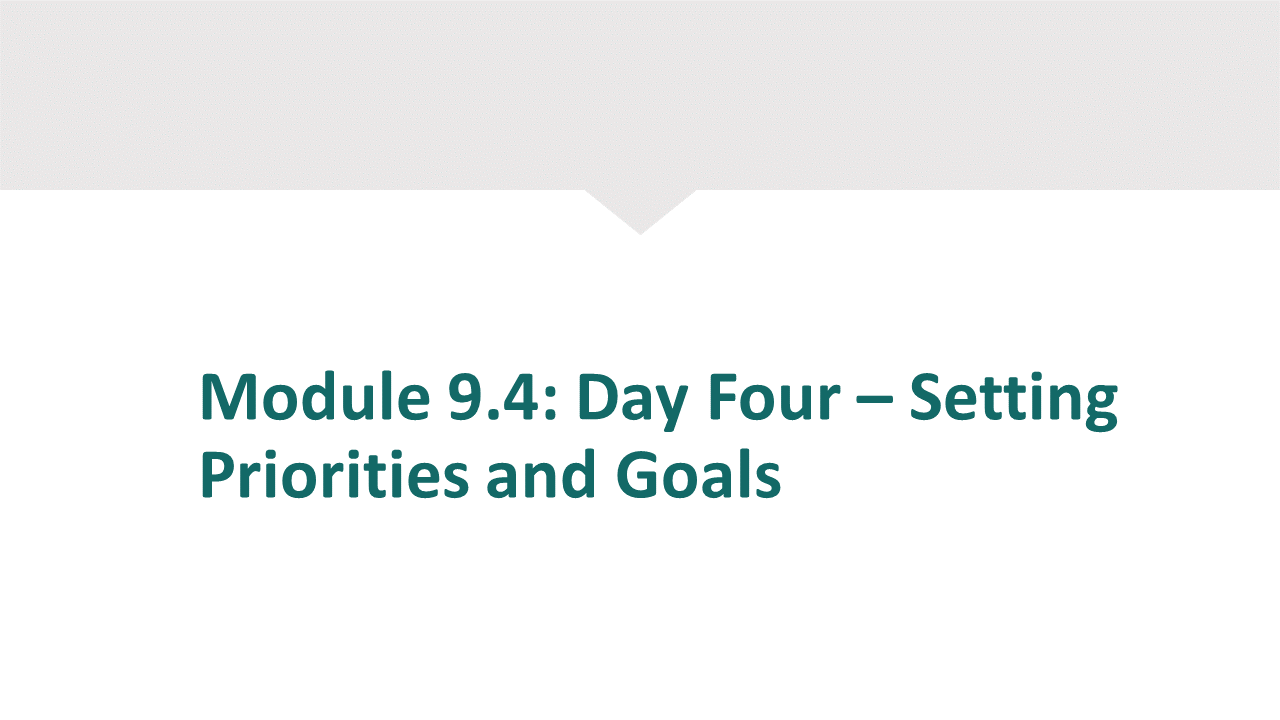 Module 9.4 - Day 4 - Setting Priorities and Goals